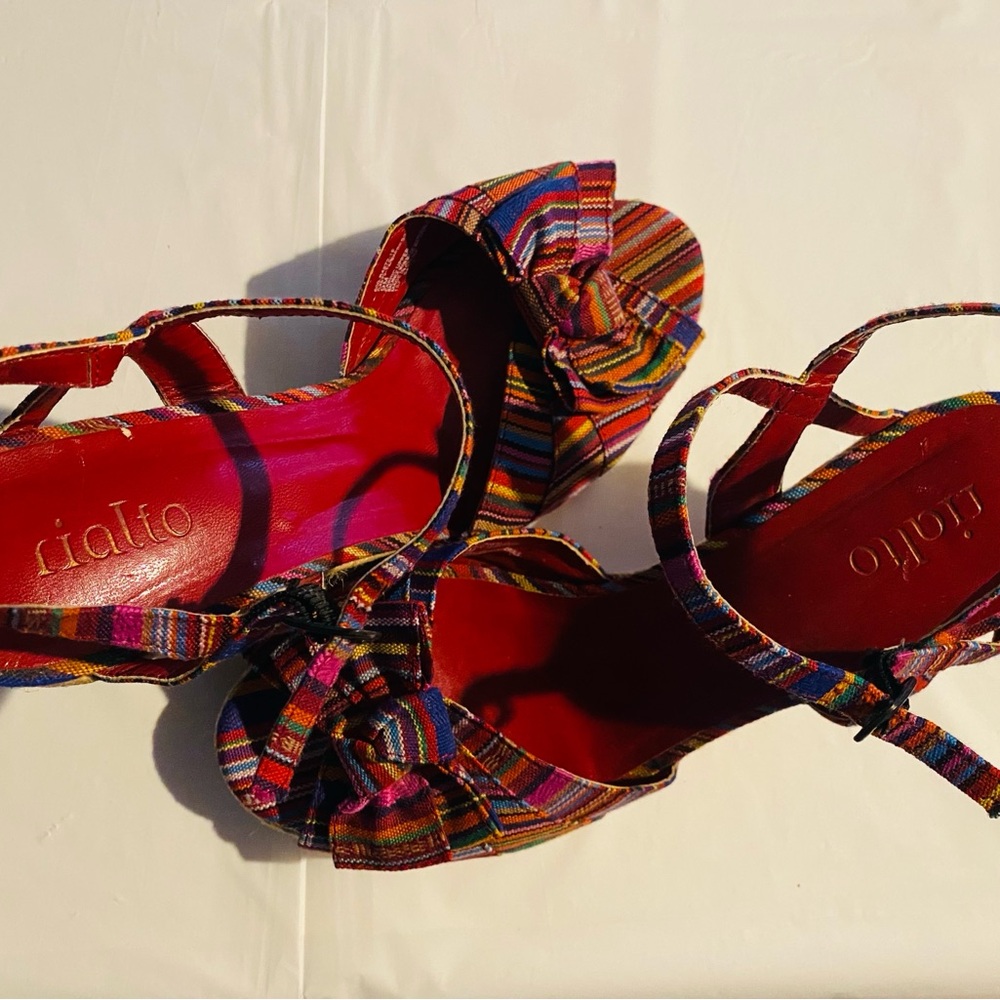 Rialto Multicolor Striped Espadrille Wedge Sandals - Picture 5 of 8